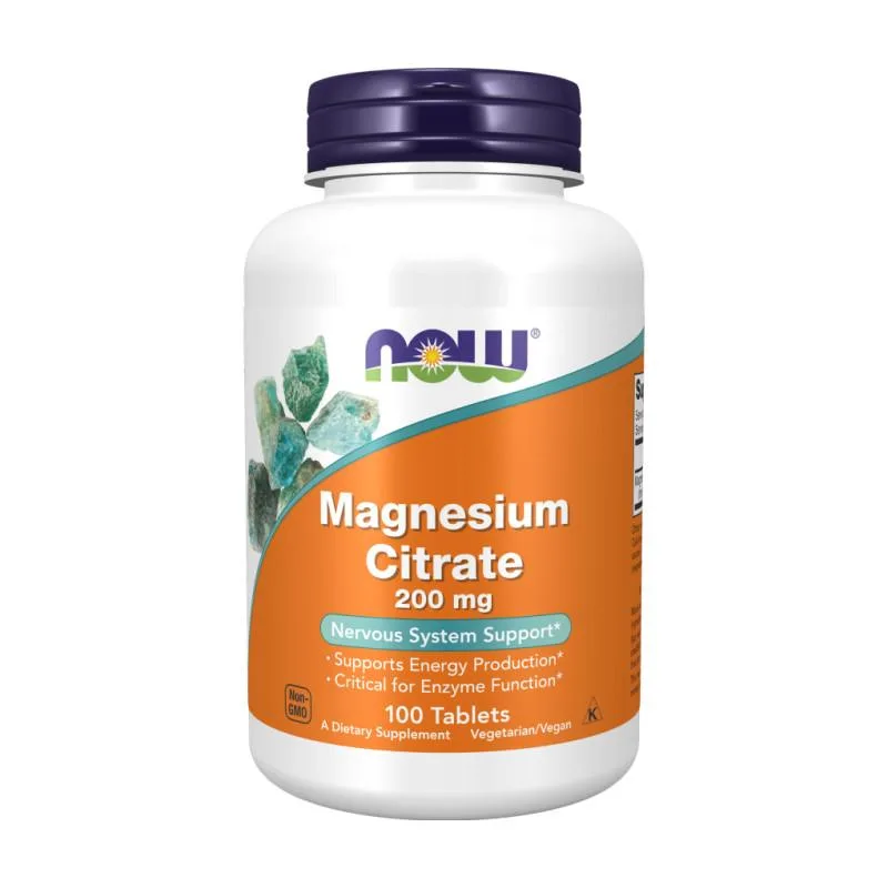 Magnezijev citrat NOW, 200 mg (100 tablet)