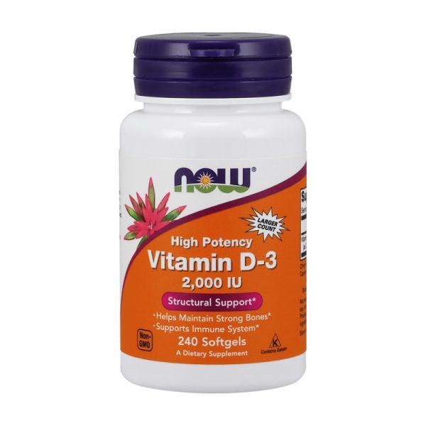 Vitamin D3 NOW 2000 IE (240 kapsul)