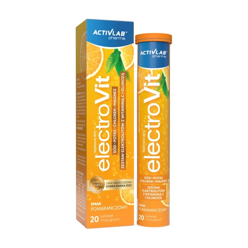 Elektroliti z minerali in vitaminom C z okusom pomaranče Activlab Pharma (20 šumečih tablet)