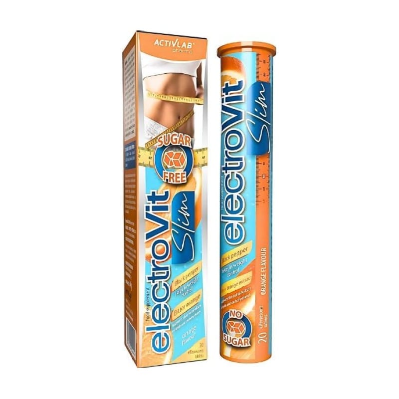 Elektroliti brez sladkorja z okusom pomaranče ElectroVit Slim Activlab (20 šumečih tablet)