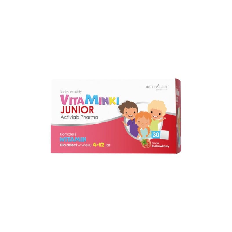 Vitamini za otroke – VitaMinki Junior Activlab, okus jagode (30 vrečk x 3 g)