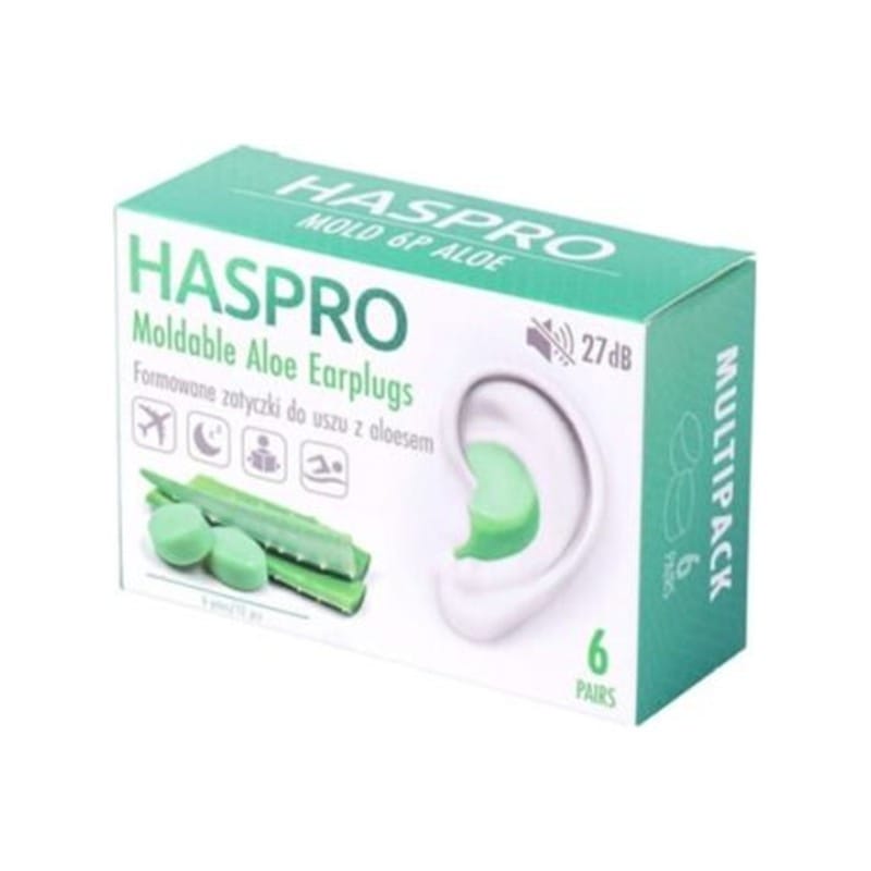 Silikonski čepki za ušesa z aloe vero Haspro (12 kosov)
