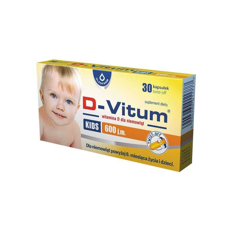 Vitamin D3 600 IE za otroke D-Vitum Kids Oleofarm (30 twist-off kapsul)