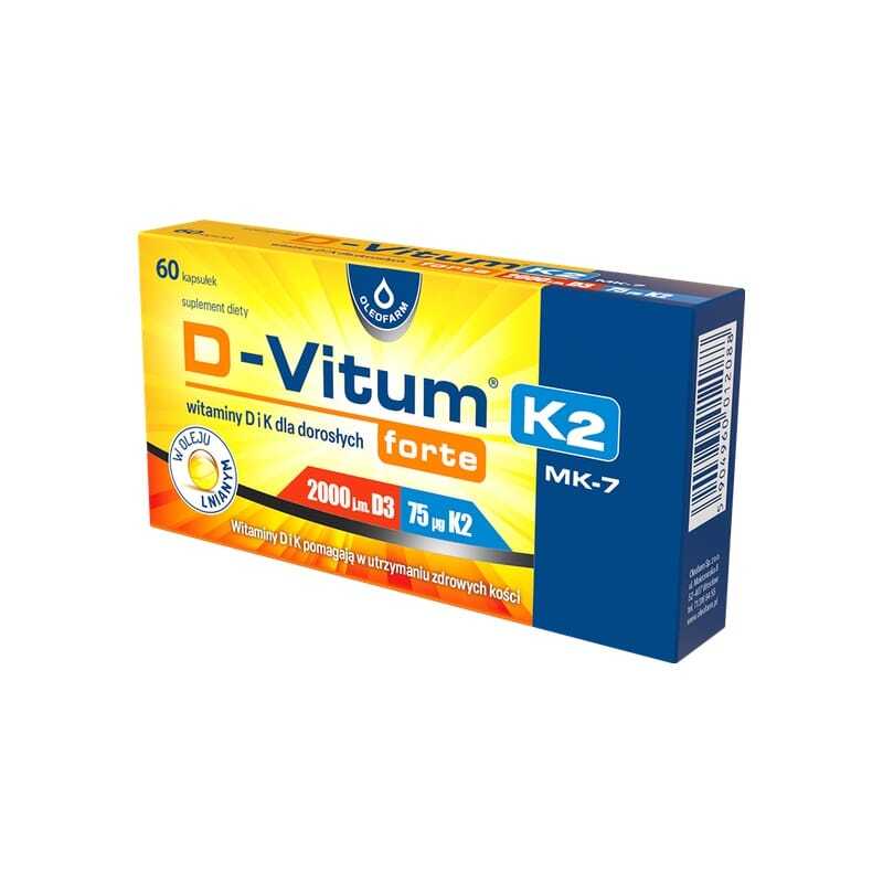 Vitamin D3 2000 IE in K2 MK-7 D-Vitum Forte Oleofarm (60 kapsul)