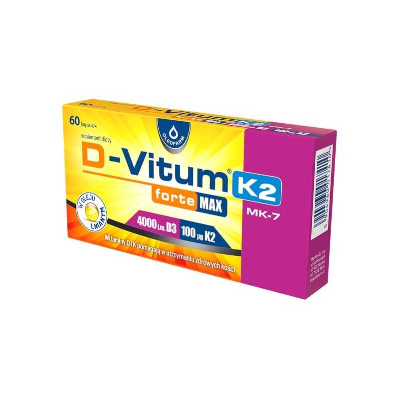 Vitamin D3 4000 IE in K2 MK-7 D-Vitum Forte Max Oleofarm (60 kapsul)