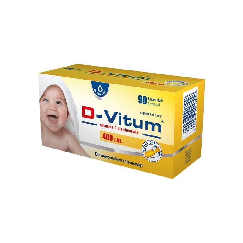 Vitamin D3 400 IE za dojenčke in otroke D-Vitum Oleofarm (90 twist-off kapsul)