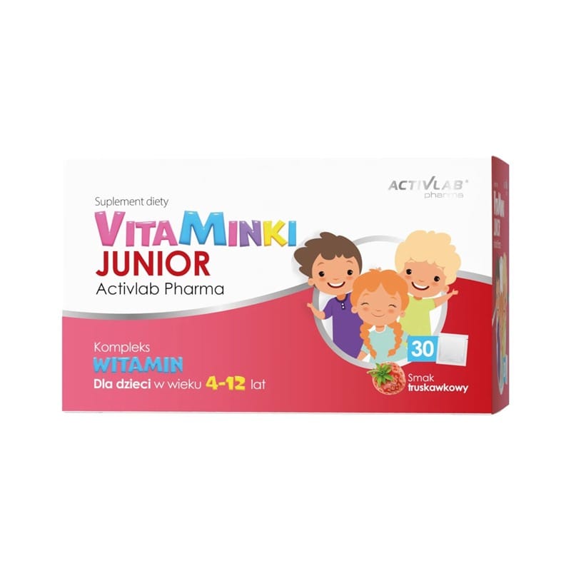Vitamini za otroke – VitaMinki Junior Activlab, okus jagode (30 vrečk x 3 g)